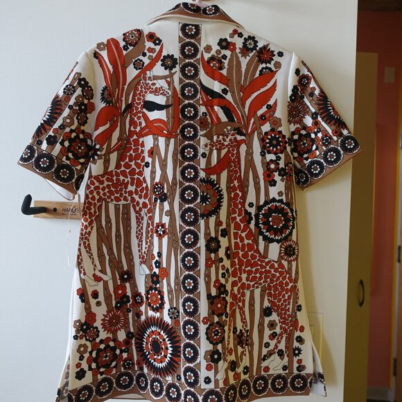 Hamilton Vintage giraffe Safari Animals 70s Shirt Disco Large L LG LRG MED M SM - Picture 2 of 16